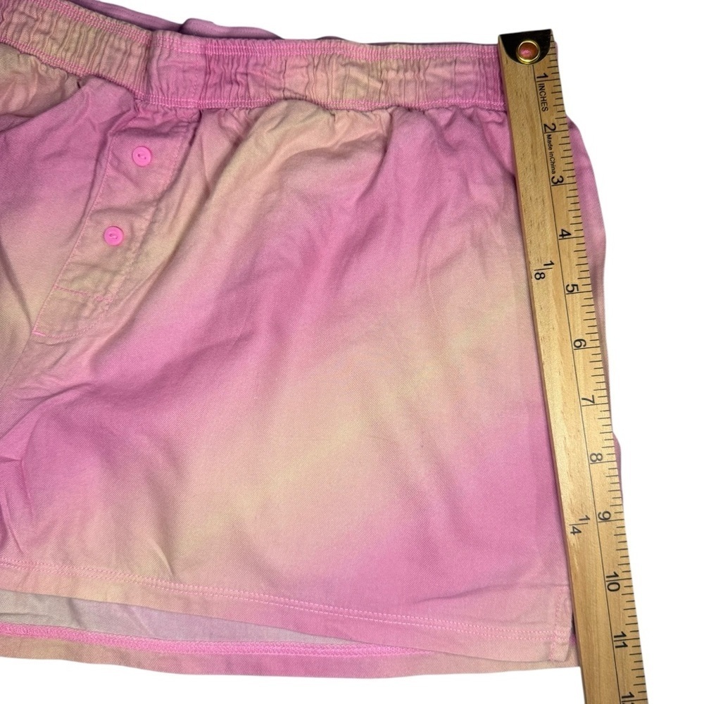 PINK Victoria’s Secret Tie Dye Pink Yellow Ombre Cozy Sleep Shorts Loungewear - Picture 7 of 7